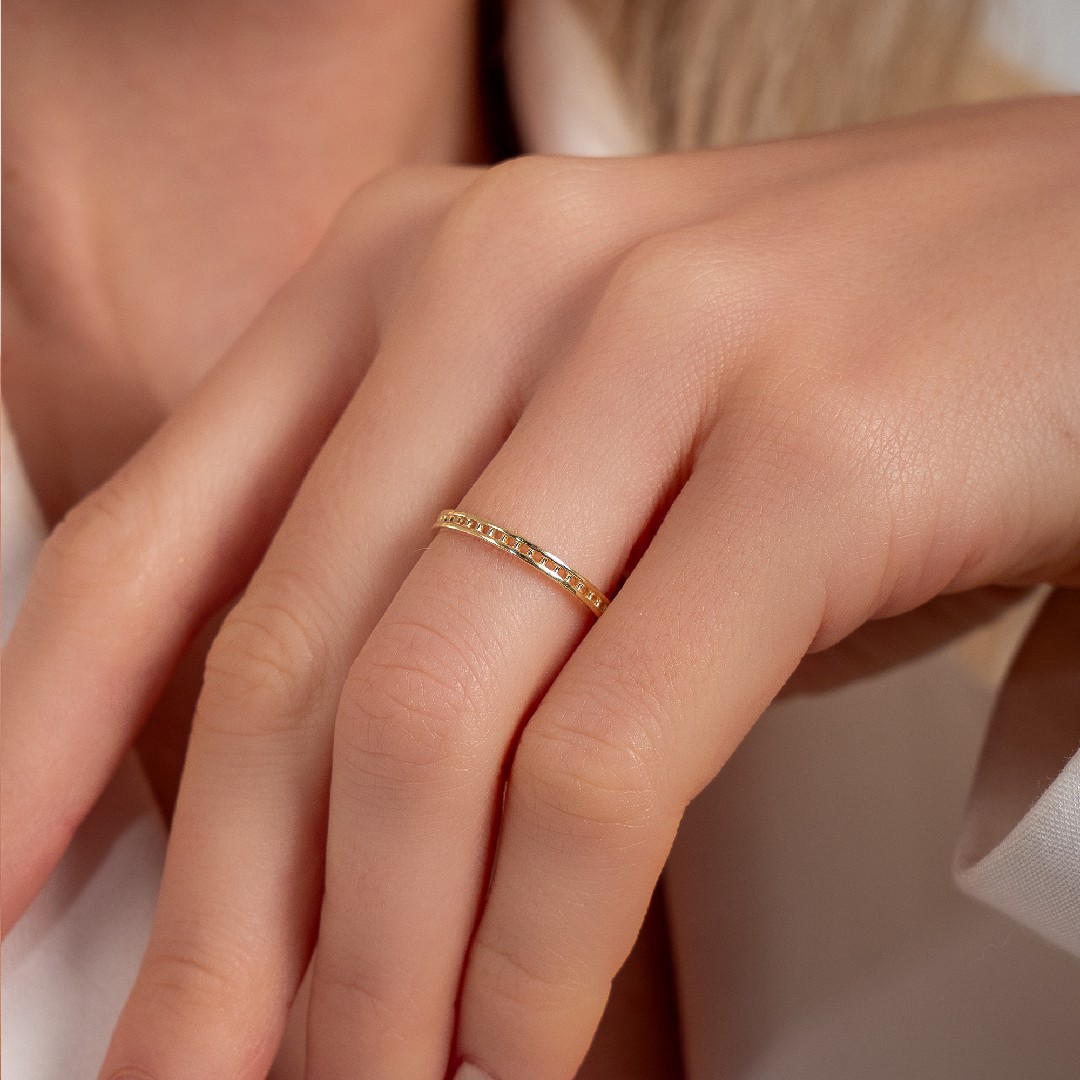 Minimalist Textured Gold Stackable Ring